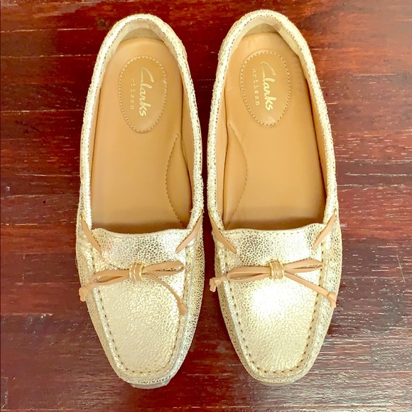 Clarks Shoes - Gorgeous gold glittery loafers